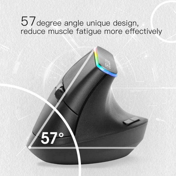 เมาส์ไร้สาย Bluetooth แนวตั้ง DELUX M618C 6 ปุ่ม 1600 DPI โหมดคู่ พร้อมไฟ RGB, รุ่น M618C (สีขาว), M618C (สีดำ)
