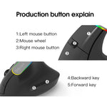 เมาส์ไร้สาย Bluetooth แนวตั้ง DELUX M618C 6 ปุ่ม 1600 DPI โหมดคู่ พร้อมไฟ RGB, รุ่น M618C (สีขาว), M618C (สีดำ)