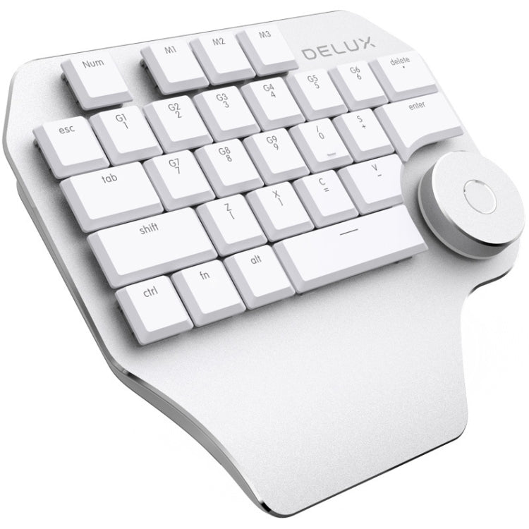 คีย์บอร์ด DELUX T11 29 ปุ่ม ปุ่มลัดมือเดียว เครื่องมือคำสั่งเสียง แป้นพิมพ์แบน, สี: เงิน