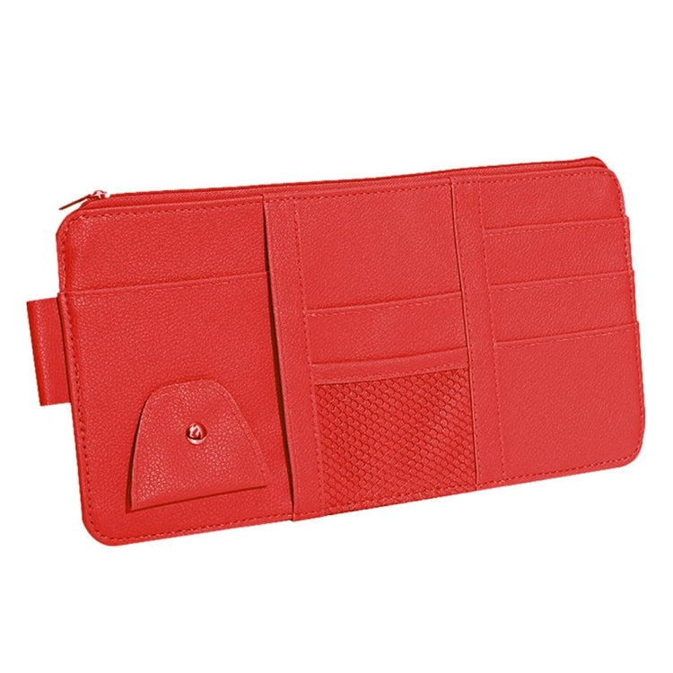 2 PCS Auto Sun Visor Card Clip Business Card Glasses Clip Zipper Car Mobile Phone Document Folder, Gray, Beige, Black, Red, Pink, Blue