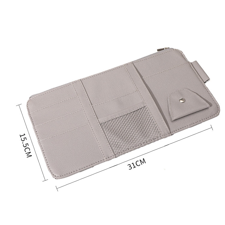 2 PCS Auto Sun Visor Card Clip Business Card Glasses Clip Zipper Car Mobile Phone Document Folder, Gray, Beige, Black, Red, Pink, Blue