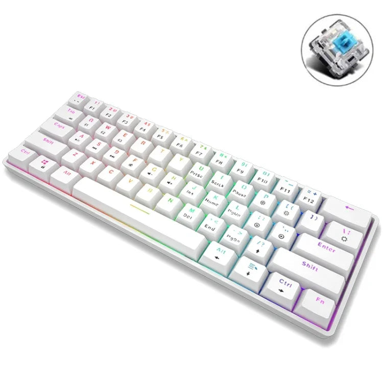 LEAVEN K28 61 Keys Gaming Office Computer RGB Wireless Bluetooth + Wired Dual Mode Mechanical Keyboard, Cabel Length:1.5m, Green Axis (White), Green Axis (Blue), Green Axis (Pink), Red Axis (White), Red Axis (Blue), Red Axis (Pink), Tea Axis (White)