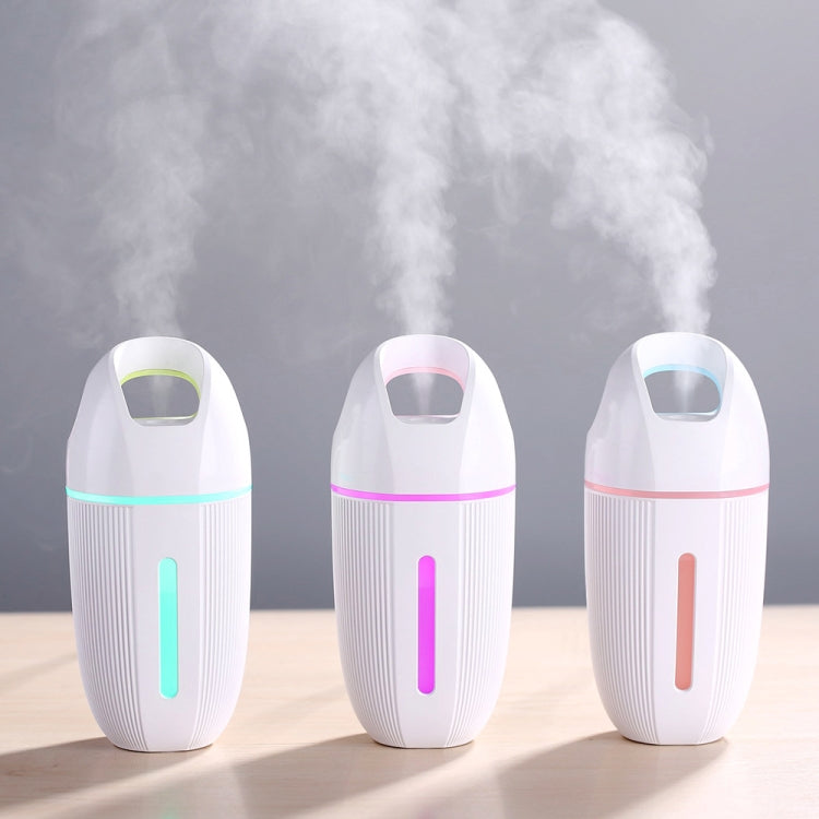 เครื่องฟอกอากาศในรถและบ้านแบบเสียบ USB พร้อมไฟสีสันและเครื่องเพิ่มความชื้น สีชมพู, น้ำเงิน, เขียว