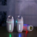 เครื่องฟอกอากาศในรถและบ้านแบบเสียบ USB พร้อมไฟสีสันและเครื่องเพิ่มความชื้น สีชมพู, น้ำเงิน, เขียว