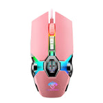 เมาส์เกมกลไก LEAVEN 7 ปุ่ม 4000 DPI มีสาย USB สำหรับคอมพิวเตอร์สำนักงาน พร้อมไฟ RGB, สายยาว 1.5 ม., รุ่น S30 สีดำ, S30 สีขาว, S30 สีชมพู, S10 สีดำ