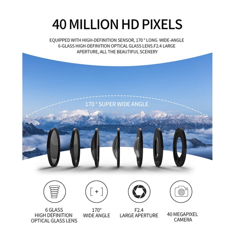 SC002-12 กล้องกีฬากลางแจ้ง 4K WiFi ดำน้ำกันน้ำ กล้องมินิ สีดำ