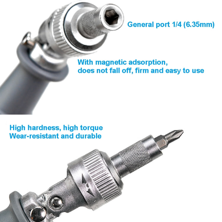 ชุดไขควงบล็อกข้อศอก 180 องศา 6.35mm พร้อมบิตไขควง 10 ชิ้น รุ่น LT001