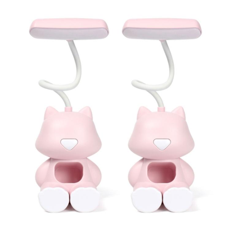โคมไฟตั้งโต๊ะ LED พร้อมที่ใส่ปากกา FY6601 การ์ตูน 2 ชิ้น ป้องกันสายตา สำหรับหอพักนักเรียน สีชมพู, น้ำเงิน, เขียว