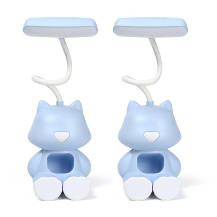โคมไฟตั้งโต๊ะ LED พร้อมที่ใส่ปากกา FY6601 การ์ตูน 2 ชิ้น ป้องกันสายตา สำหรับหอพักนักเรียน สีชมพู, น้ำเงิน, เขียว