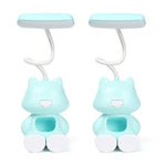 โคมไฟตั้งโต๊ะ LED พร้อมที่ใส่ปากกา FY6601 การ์ตูน 2 ชิ้น ป้องกันสายตา สำหรับหอพักนักเรียน สีชมพู, น้ำเงิน, เขียว