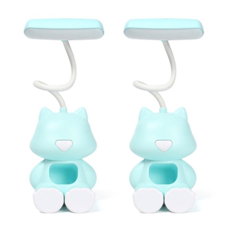 โคมไฟตั้งโต๊ะ LED พร้อมที่ใส่ปากกา FY6601 การ์ตูน 2 ชิ้น ป้องกันสายตา สำหรับหอพักนักเรียน สีชมพู, น้ำเงิน, เขียว