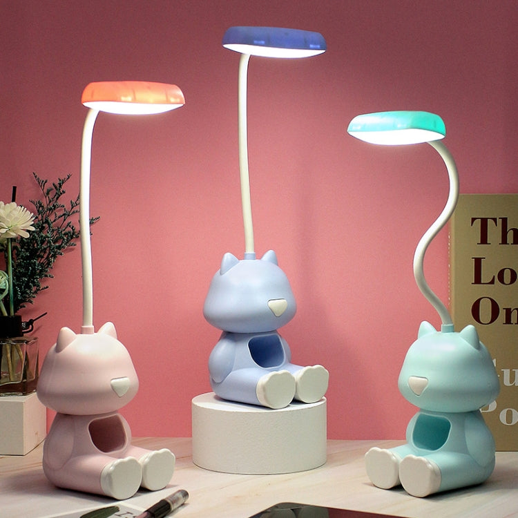 โคมไฟตั้งโต๊ะ LED พร้อมที่ใส่ปากกา FY6601 การ์ตูน 2 ชิ้น ป้องกันสายตา สำหรับหอพักนักเรียน สีชมพู, น้ำเงิน, เขียว