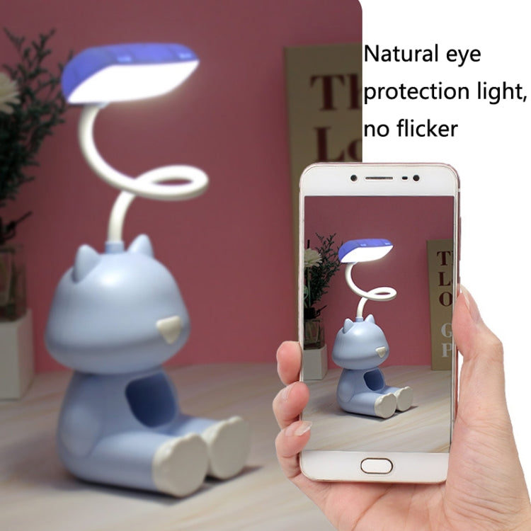 โคมไฟตั้งโต๊ะ LED พร้อมที่ใส่ปากกา FY6601 การ์ตูน 2 ชิ้น ป้องกันสายตา สำหรับหอพักนักเรียน สีชมพู, น้ำเงิน, เขียว