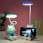 โคมไฟตั้งโต๊ะ LED พร้อมที่ใส่ปากกา FY6601 การ์ตูน 2 ชิ้น ป้องกันสายตา สำหรับหอพักนักเรียน สีชมพู, น้ำเงิน, เขียว