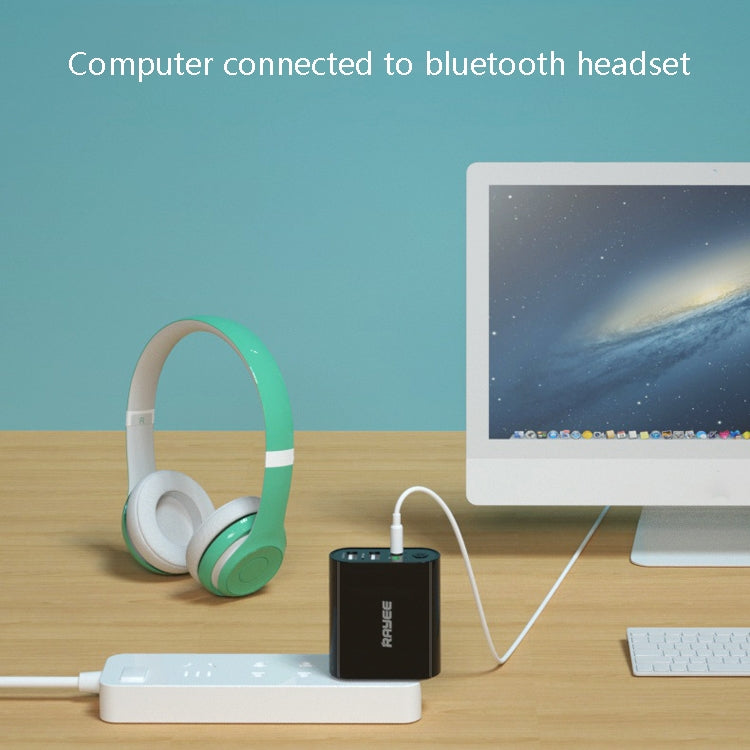 อะแดปเตอร์รับส่งเสียงบลูทูธ RAYEE K8 Bluetooth 5.0 2-in-1 รองรับชาร์จเร็ว 2.1A U Disk, ปลั๊ก US, K8