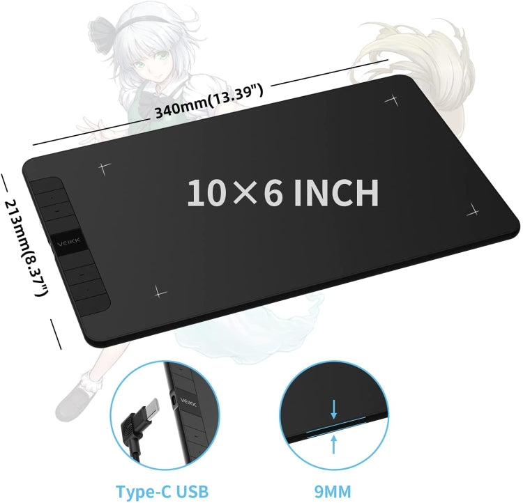 VEIKK VK1060 แท็บเล็ตวาดภาพมือวาด กระดานวาดภาพอิเล็กทรอนิกส์ เชื่อมต่อกับโทรศัพท์มือถือได้ VK1060
