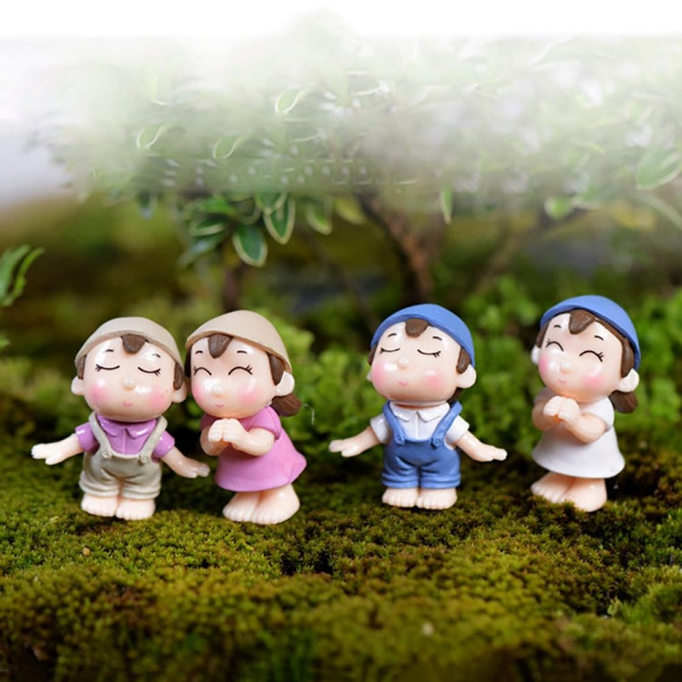 4 PCS Boys and Girls Micro Landscape Ornaments Toy House Decorations, Random Style Delivery, 4 PCS Boys and Girls House Decorations
