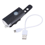ชุดไฟจักรยาน USB ชาร์จได้ กันน้ำ ไฟหน้าจักรยานและไฟท้าย, ไฟหน้า + ไฟท้าย (สีดำ)