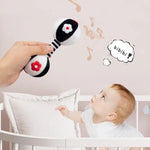 TOLOLO ของเล่นฝึกสายตาเด็ก 1 คู่ ของเล่นการศึกษาตั้งแต่แรกเกิด ค้อนทรายสีขาวดำ ลูกตุ้มทรงดัมเบล กระดิ่งเด็ก, T168263-2