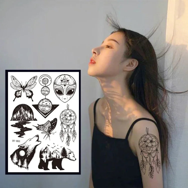 สติ๊กเกอร์รอยสักแขนลายดอกไม้เรืองแสงเปลี่ยนสี 10 ชิ้น กันน้ำ สำหรับผู้ใหญ่ BY-001, BY-002, BY-003, BY-004, BY-005, BY-006, BY-007, BY-008