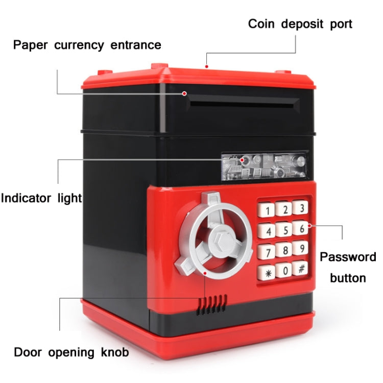 Password Safe Deposit Box Children Automatic Savings ATM Machine Toy, Black Red, White Blue, White Pink, Panda, Reddish Black, Green, Red&Black