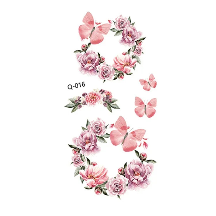 สติ๊กเกอร์รอยสักดอกไม้เล็กสดใส 50 ชิ้น ลายกุหลาบ กันน้ำ ติดทนนาน สำหรับแขน, Q-001, Q-002, Q-003, Q-012, Q-016, Q-017, Q-019, Q-022, Q-025, Q-029, Q-031, Q-032