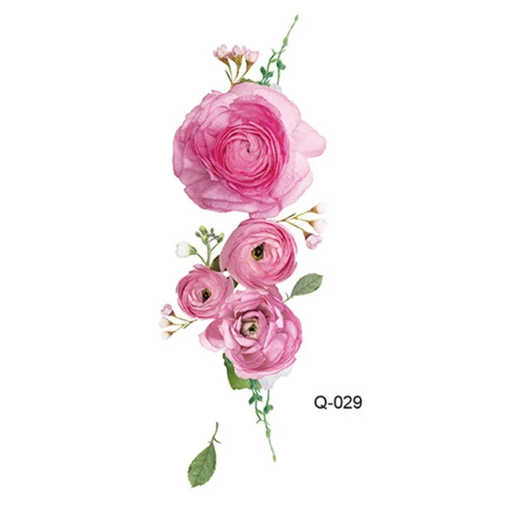 สติ๊กเกอร์รอยสักดอกไม้เล็กสดใส 50 ชิ้น ลายกุหลาบ กันน้ำ ติดทนนาน สำหรับแขน, Q-001, Q-002, Q-003, Q-012, Q-016, Q-017, Q-019, Q-022, Q-025, Q-029, Q-031, Q-032