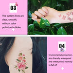 สติ๊กเกอร์รอยสักดอกไม้เล็กสดใส 50 ชิ้น ลายกุหลาบ กันน้ำ ติดทนนาน สำหรับแขน, Q-001, Q-002, Q-003, Q-012, Q-016, Q-017, Q-019, Q-022, Q-025, Q-029, Q-031, Q-032