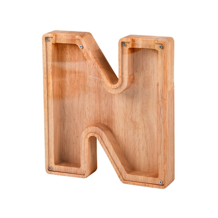 Wooden English Alphabet Piggy Bank Transparent Acrylic Piggy Bank