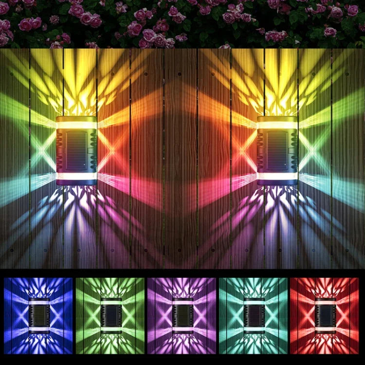 ไฟผนังอัตโนมัติพลังงานแสงอาทิตย์ HP-2106 80LM 2 LED สำหรับกลางแจ้ง เซนเซอร์แสง, แสงขาว, แสงอุ่น, แสงสีสัน