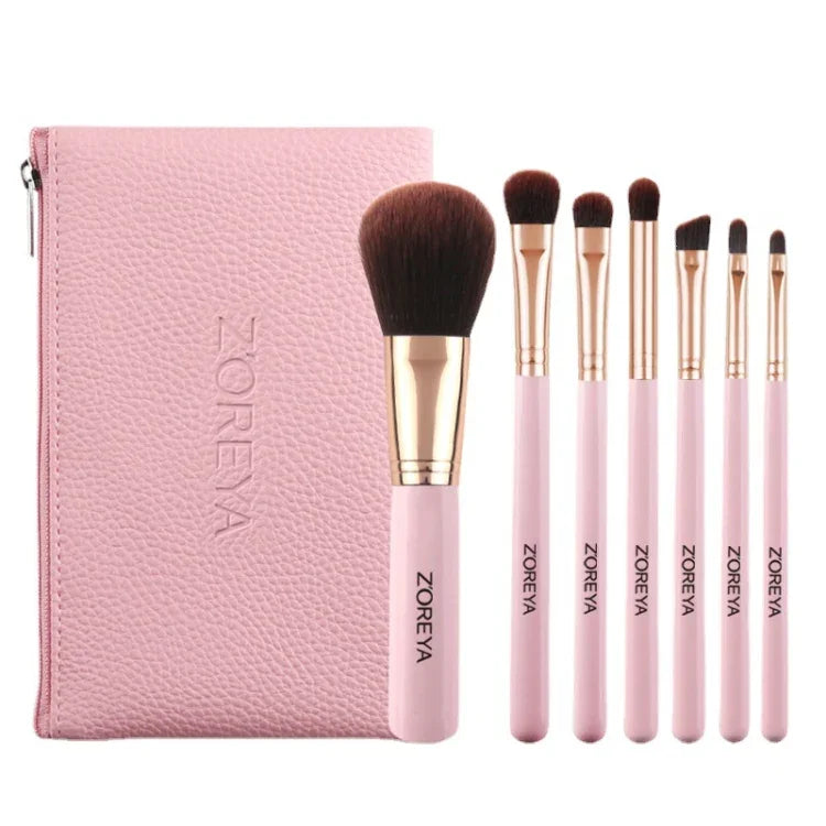 ชุดแปรงแต่งหน้า ZOREYA ZS744 7-in-1 เครื่องมือความงาม พร้อมกระเป๋า สีชมพู + กระเป๋า, สีดำ + กระเป๋า, สีชมพู + กล่องเหล็ก, สีดำ + กล่องเหล็ก