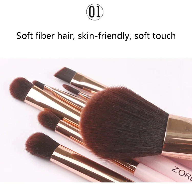 ชุดแปรงแต่งหน้า ZOREYA ZS744 7-in-1 เครื่องมือความงาม พร้อมกระเป๋า สีชมพู + กระเป๋า, สีดำ + กระเป๋า, สีชมพู + กล่องเหล็ก, สีดำ + กล่องเหล็ก