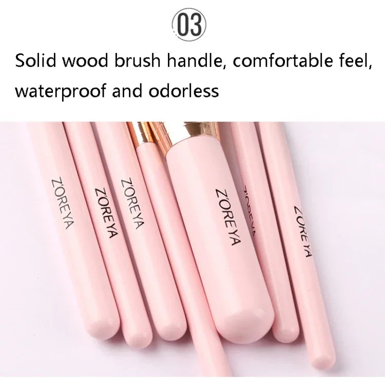 ชุดแปรงแต่งหน้า ZOREYA ZS744 7-in-1 เครื่องมือความงาม พร้อมกระเป๋า สีชมพู + กระเป๋า, สีดำ + กระเป๋า, สีชมพู + กล่องเหล็ก, สีดำ + กล่องเหล็ก