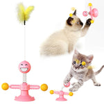 ของเล่นแมวสปริงแมน ตลก ของเล่นแมวดูดติด ของเล่นขนนกแมวตลก ลูกบอลแมวตลก สีเหลือง, ชมพู, น้ำตาล