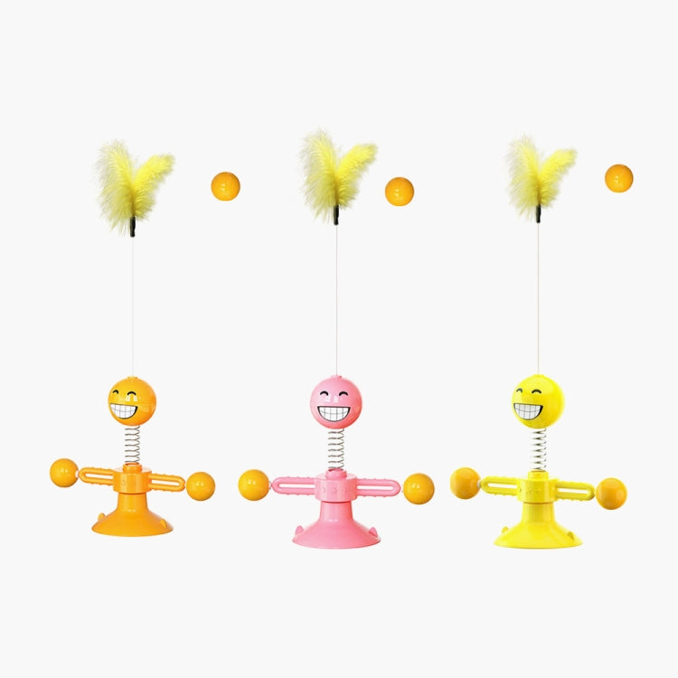 ของเล่นแมวสปริงแมน ตลก ของเล่นแมวดูดติด ของเล่นขนนกแมวตลก ลูกบอลแมวตลก สีเหลือง, ชมพู, น้ำตาล