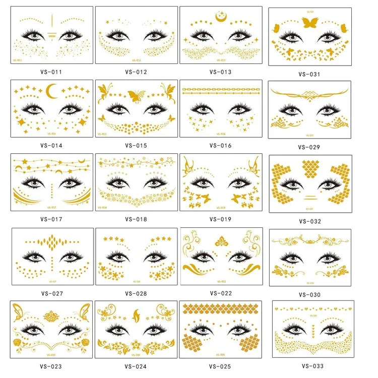 สติ๊กเกอร์รอยสักหน้ากากกันน้ำ 20 ชิ้น สำหรับงานปาร์ตี้, VS-011, VS-012, VS-013, VS-014, VS-015, VS-016, VS-017, VS-018, VS-019, VS-022, VS-023, VS-024, VS-025, VS-027, VS-028, VS-029, VS-030, VS-031, VS-032, VS-033