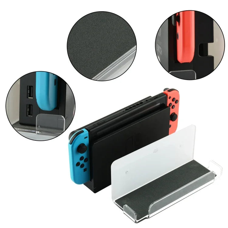 ขาตั้งเก็บเครื่องเกมติดผนัง อุปกรณ์เก็บเครื่องเกมสำหรับ Nintendo Switch, อะคริลิกสีดำ, อะคริลิกใส