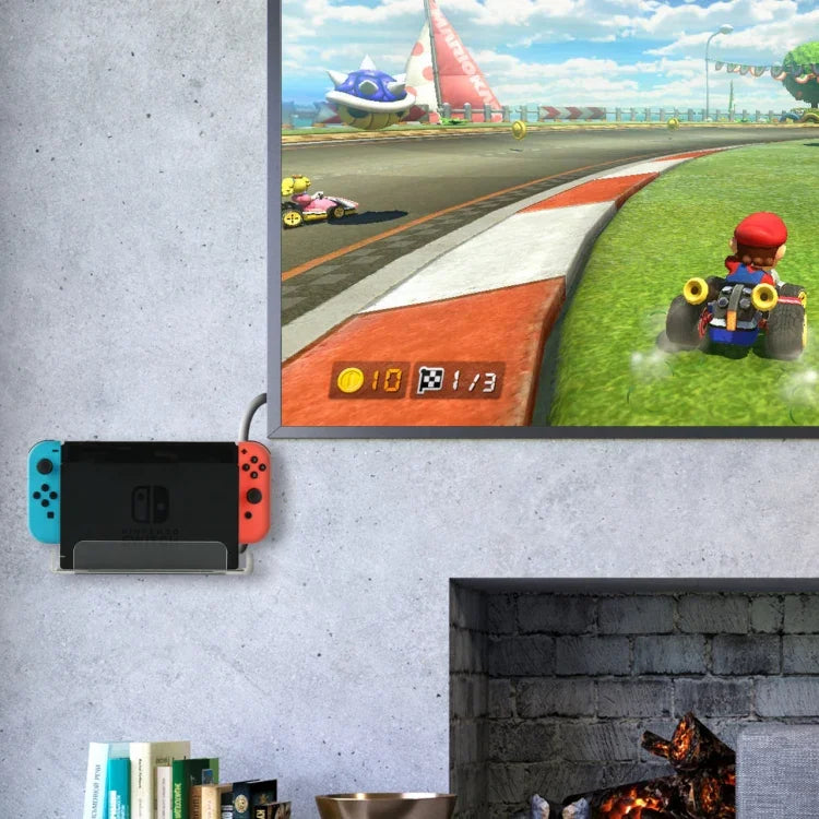 ขาตั้งเก็บเครื่องเกมติดผนัง อุปกรณ์เก็บเครื่องเกมสำหรับ Nintendo Switch, อะคริลิกสีดำ, อะคริลิกใส