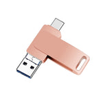 USB 3.0 + 8 พิน + USB-C / Type-C 3-in-1 แฟลชไดรฟ์โลหะหมุนได้ สำหรับโทรศัพท์และคอมพิวเตอร์, 32GB, 16GB, 64GB