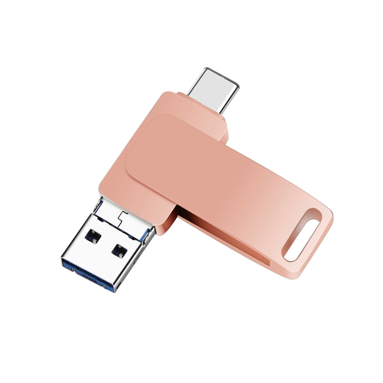 USB 3.0 + 8 พิน + USB-C / Type-C 3-in-1 แฟลชไดรฟ์โลหะหมุนได้ สำหรับโทรศัพท์และคอมพิวเตอร์, 32GB, 16GB, 64GB
