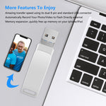 USB 3.0 + 8 พิน + USB-C / Type-C 3-in-1 แฟลชไดรฟ์โลหะหมุนได้ สำหรับโทรศัพท์และคอมพิวเตอร์, 32GB, 16GB, 64GB