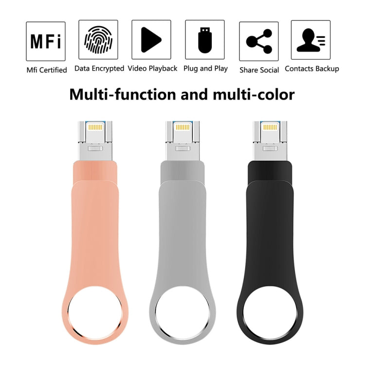 USB 3.0 + 8 พิน + USB-C / Type-C 3-in-1 แฟลชไดรฟ์โลหะสำหรับมือถือและคอมพิวเตอร์, 8GB, 16GB, 32GB, 64GB