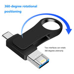 USB 3.0 + 8 พิน + USB-C / Type-C 3-in-1 แฟลชไดรฟ์โลหะสำหรับมือถือและคอมพิวเตอร์, 8GB, 16GB, 32GB, 64GB