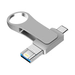 USB 3.0 + 8 พิน + USB-C / Type-C 3-in-1 แฟลชไดรฟ์โลหะสำหรับมือถือและคอมพิวเตอร์, 8GB, 16GB, 32GB, 64GB