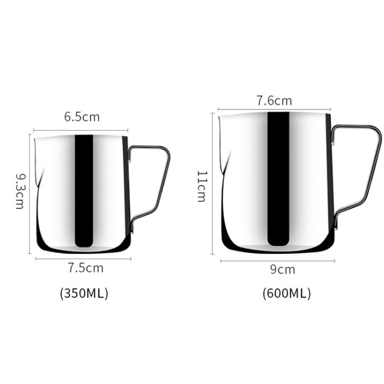ถ้วยฟองนมสแตนเลสพร้อมสเกลด้านในและดอกไม้ ถ้วยฟองนม เครื่องมือกาแฟ ขนาด 350 มล. 600 มล.