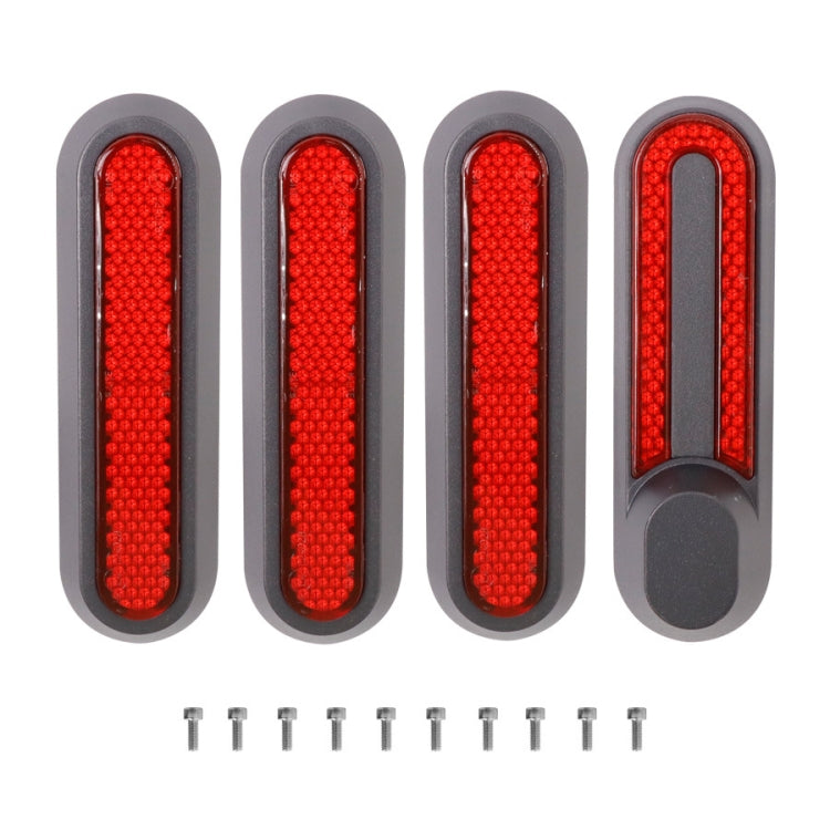 ฝาครอบล้อสกู๊ตเตอร์ไฟฟ้าสี่ทาง พร้อมแถบสะท้อนแสงและสกรู สำหรับ Xiaomi Mijia 1S / Pro 2 สีแดง สีเหลือง