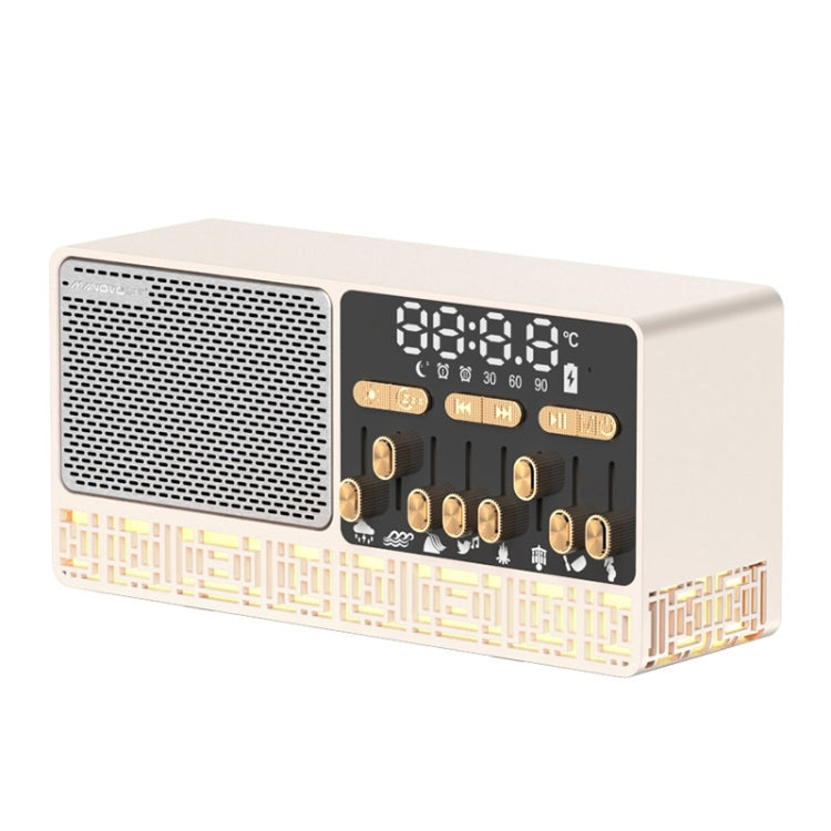 Manovo V1 ลำโพงเสียงรบกวนสีขาวสำหรับช่วยการนอน, นาฬิกาปลุกบ้าน, ลำโพงบลูทูธ