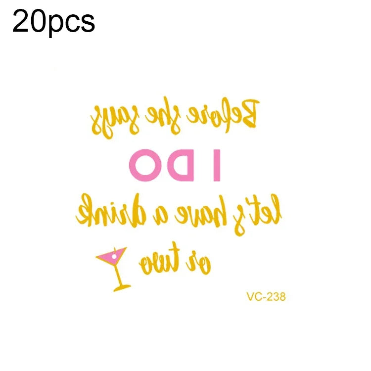 20 ชิ้น สติ๊กเกอร์รอยสักเจ้าสาวงานเลี้ยงสละโสดแบบปั๊มร้อนกันน้ำ, VC-204, VC-205, VC-206, VC-207, VC-208, VC-209, VC-210, VC-211, VC-212, VC-213, VC-214, VC-215, VC-216, VC-217, VC-218, VC-227, VC-228, VC-229, VC-230, VC-231, VC-232, VC-233