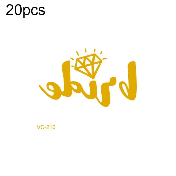 20 ชิ้น สติ๊กเกอร์รอยสักเจ้าสาวงานเลี้ยงสละโสดแบบปั๊มร้อนกันน้ำ, VC-204, VC-205, VC-206, VC-207, VC-208, VC-209, VC-210, VC-211, VC-212, VC-213, VC-214, VC-215, VC-216, VC-217, VC-218, VC-227, VC-228, VC-229, VC-230, VC-231, VC-232, VC-233