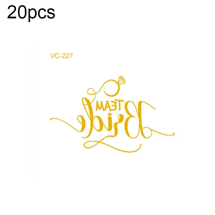 20 ชิ้น สติ๊กเกอร์รอยสักเจ้าสาวงานเลี้ยงสละโสดแบบปั๊มร้อนกันน้ำ, VC-204, VC-205, VC-206, VC-207, VC-208, VC-209, VC-210, VC-211, VC-212, VC-213, VC-214, VC-215, VC-216, VC-217, VC-218, VC-227, VC-228, VC-229, VC-230, VC-231, VC-232, VC-233